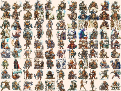 Steampunk Vikings Watercolor Clipart mechanical viking - Wonders Artist