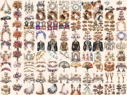 Steampunk Wedding Watercolor Clipart mechanical clipart - Wonders Artist