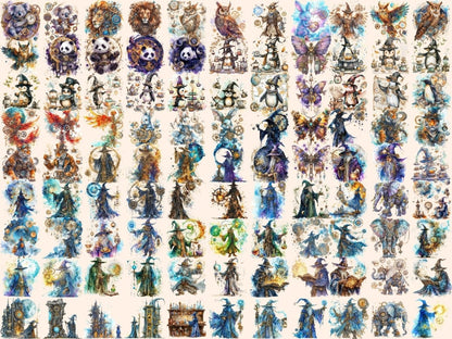 Steampunk Wizards Watercolor Clipart magical wizard png - Wonders Artist