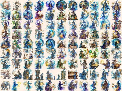 Steampunk Wizards Watercolor Clipart magical wizard png - Wonders Artist