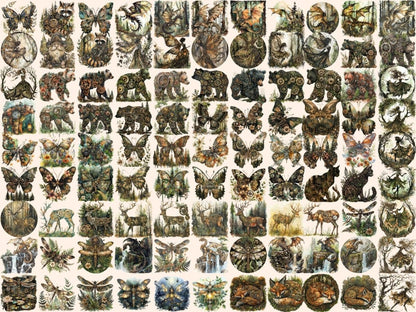 Steampunk Woodland Watercolor Clipart enchanted forest - Wonders Artist