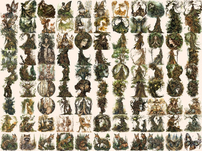 Steampunk Woodland Watercolor Clipart enchanted forest - Wonders Artist