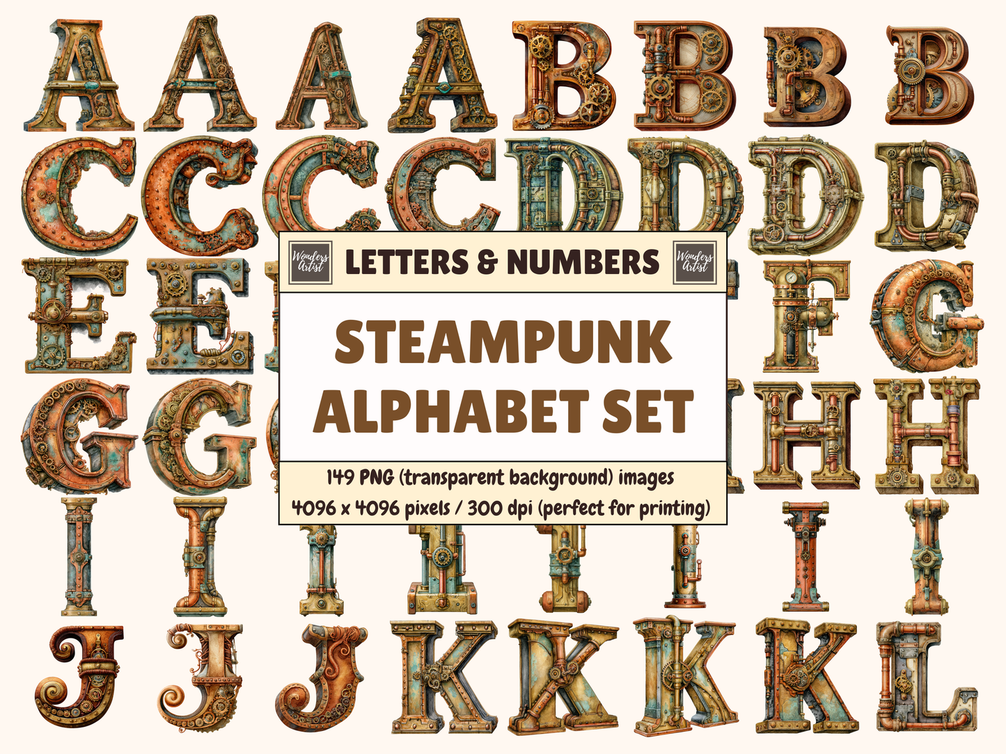 Steampunk Alphabet & Numbers
