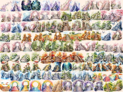 Stone Stairs Watercolor Clipart spring clipart - Wonders Artist