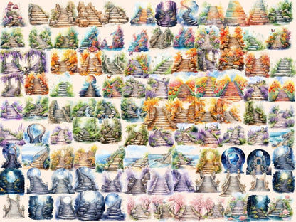 Stone Stairs Watercolor Clipart spring clipart - Wonders Artist