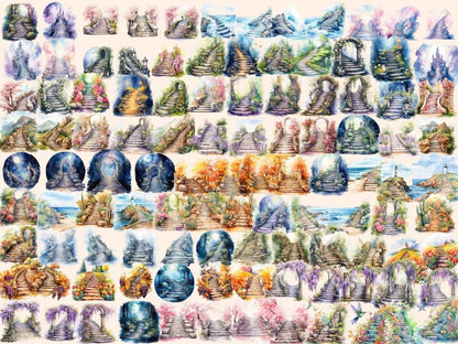 Stone Stairs Watercolor Clipart spring clipart - Wonders Artist