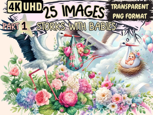 Storks with Babies Clipart Baby clip art - Wonders Artist