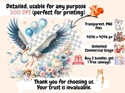 Storks with Babies Clipart Baby clip art - Wonders Artist