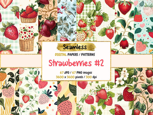 Strawberries #2 Seamless Digital Paper - High - Quality Instant Digital Download for Creative Projects