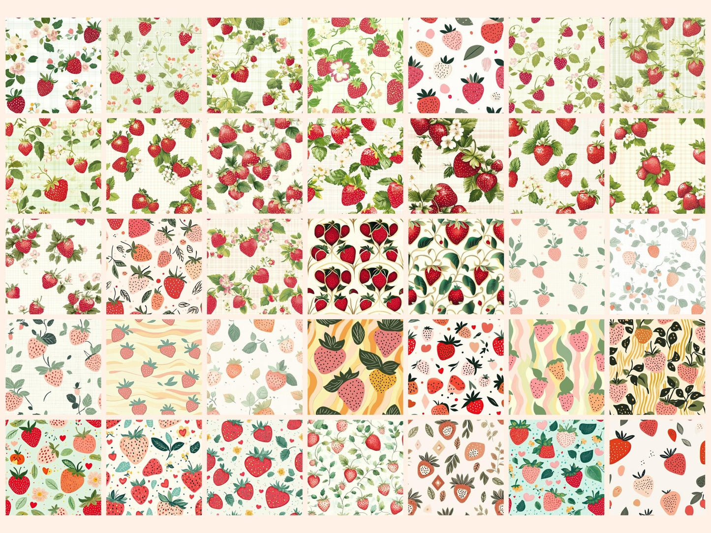 Strawberries #2 Seamless Digital Paper - High - Quality Instant Digital Download for Creative Projects