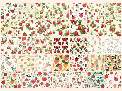 Strawberries #2 Seamless Digital Paper Fresh Fruit Pattern - Wonders Artist