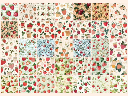 Strawberries #2 Seamless Digital Paper Fresh Fruit Pattern - Wonders Artist