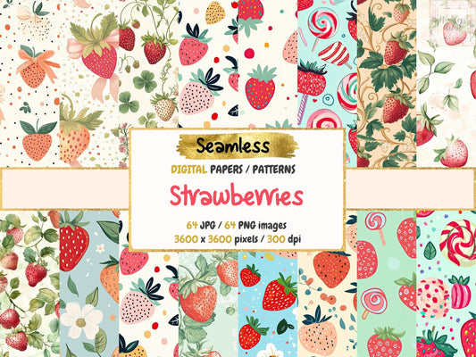 Strawberries Seamless Digital Paper - High - Quality Instant Digital Download for Creative Projects