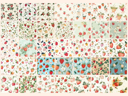 Strawberries Seamless Digital Paper Fresh Fruit Pattern - Wonders Artist