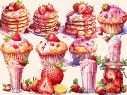 Strawberries Watercolor Clipart berries clipart - Wonders Artist