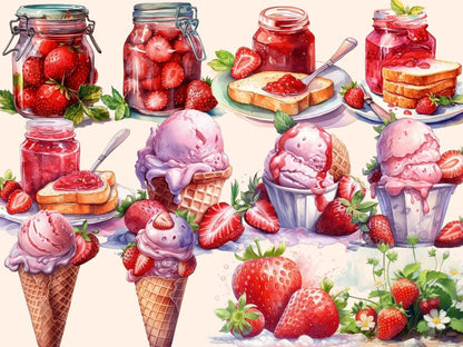 Strawberries Watercolor Clipart berries clipart - Wonders Artist