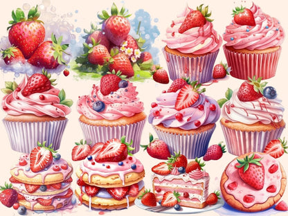 Strawberries Watercolor Clipart berries clipart - Wonders Artist