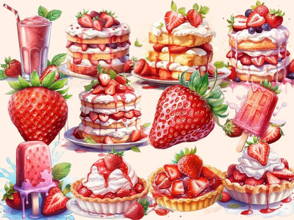 Strawberries Watercolor Clipart berries clipart - Wonders Artist