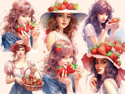 Strawberries Watercolor Clipart berries clipart - Wonders Artist