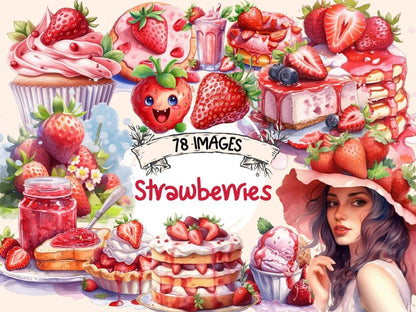 Strawberries Watercolor Clipart berries clipart - Wonders Artist