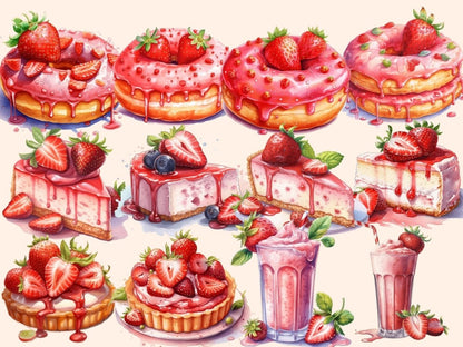 Strawberries Watercolor Clipart berries clipart - Wonders Artist