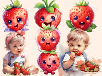 Strawberries Watercolor Clipart berries clipart - Wonders Artist