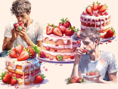 Strawberries Watercolor Clipart berries clipart - Wonders Artist