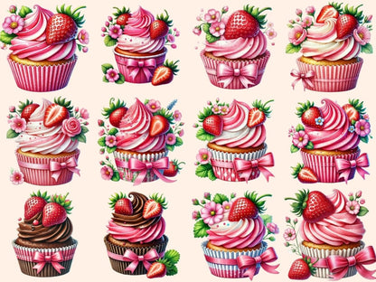 Strawberry Cupcakes Clipart cupcake art - Wonders Artist