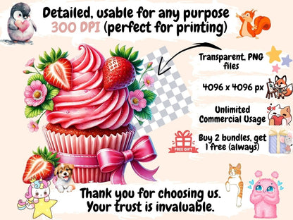 Strawberry Cupcakes (P2) Clipart cupcake art - Wonders Artist