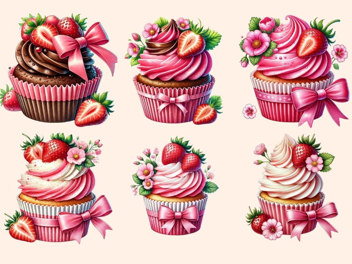 Strawberry Cupcakes (P2) Clipart cupcake art - Wonders Artist