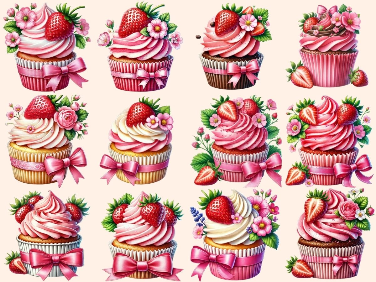 Strawberry Cupcakes (P2) Clipart cupcake art - Wonders Artist