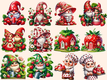 Strawberry Gnomes (P2) Clipart Cute gnome art - Wonders Artist