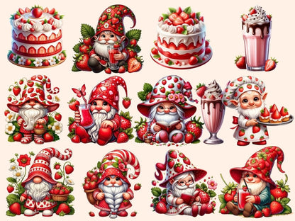 Strawberry Gnomes (P2) Clipart Cute gnome art - Wonders Artist