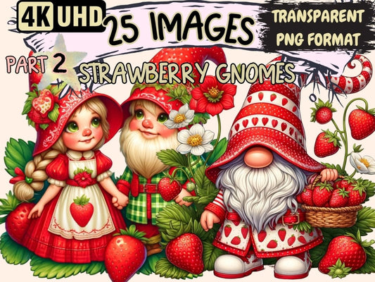 Strawberry Gnomes (P2) Clipart Cute gnome art - Wonders Artist