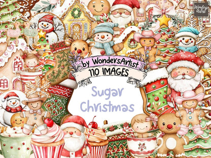 Sugar Christmas Watercolor Clipart candy clipart - Wonders Artist