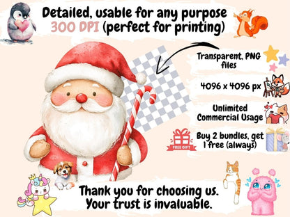 Sugar Christmas Watercolor Clipart candy clipart - Wonders Artist