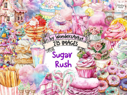 Sugar Rush Watercolor Clipart Candy Art - Wonders Artist