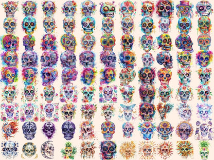 Sugar Skulls Watercolor Clipart candy skull clipart - Wonders Artist