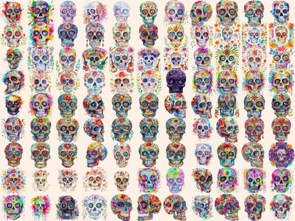 Sugar Skulls Watercolor Clipart candy skull clipart - Wonders Artist