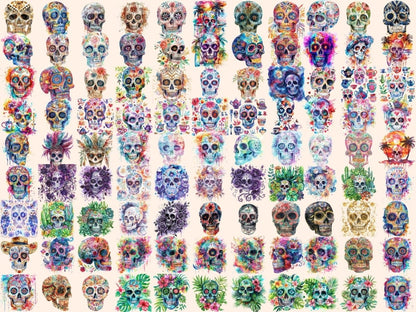 Sugar Skulls Watercolor Clipart candy skull clipart - Wonders Artist