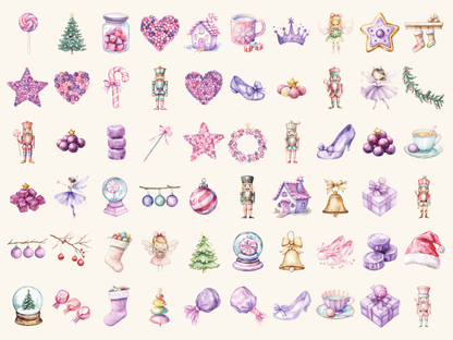 Sugarplum Christmas Watercolor Clipart All Bundles Clipart Line Art - WondersArtist
