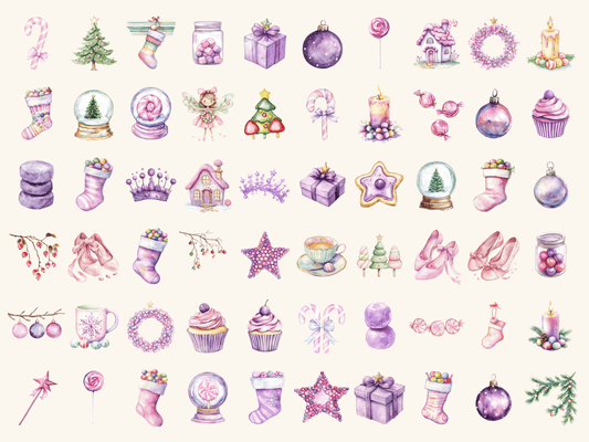 Sugarplum Christmas Watercolor Clipart