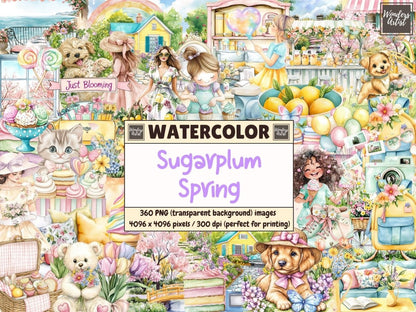 Sugarplum Spring Watercolor Clipart floral clipart floral graphics floral watercolor - WondersArtist