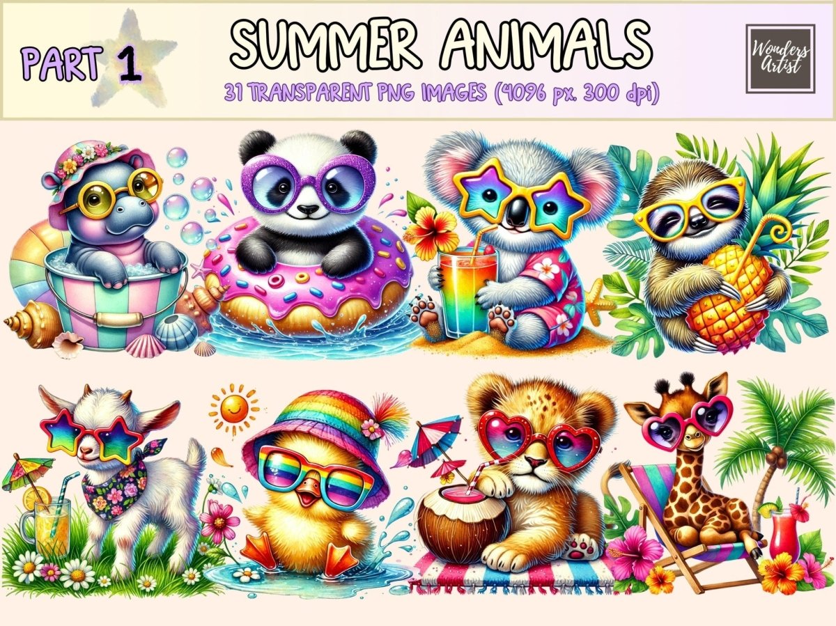 Summer Animals Clipart animal clipart animal printables beach animals png - WondersArtist