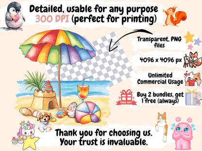 Summer Beach Days Watercolor Clipart Beach Clipart - Wonders Artist