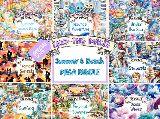 Summer & Beach MEGA Clipart - High - Quality Instant Digital Download for Creative Projects