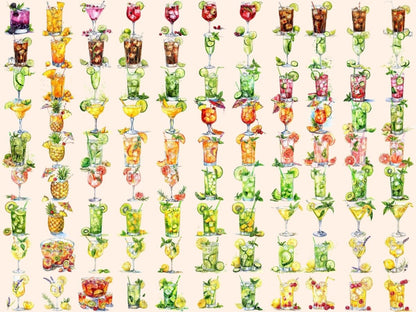Summer Cocktails Watercolor Clipart Beach Cocktails - Wonders Artist