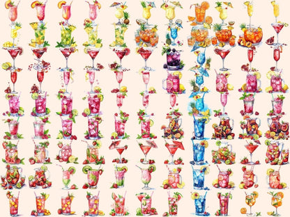 Summer Cocktails Watercolor Clipart Beach Cocktails - Wonders Artist