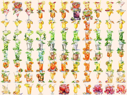 Summer Cocktails Watercolor Clipart Beach Cocktails - Wonders Artist