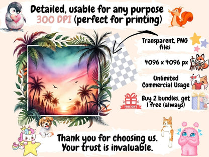 Summer Frames (P2) Clipart Beach Frame PNG - Wonders Artist